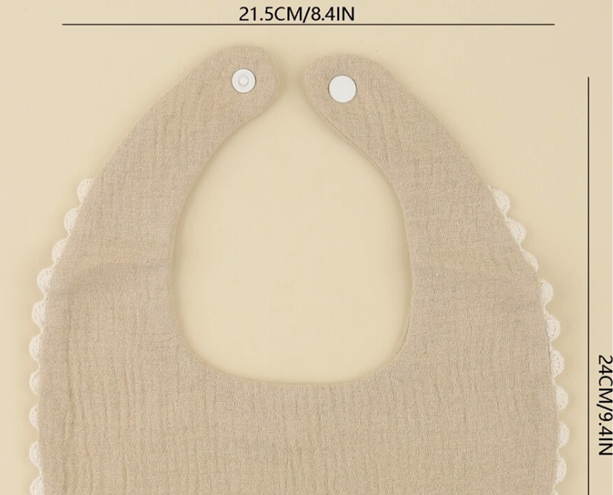 Earthy Cotton Scallop Trim Bib (Set of 2)