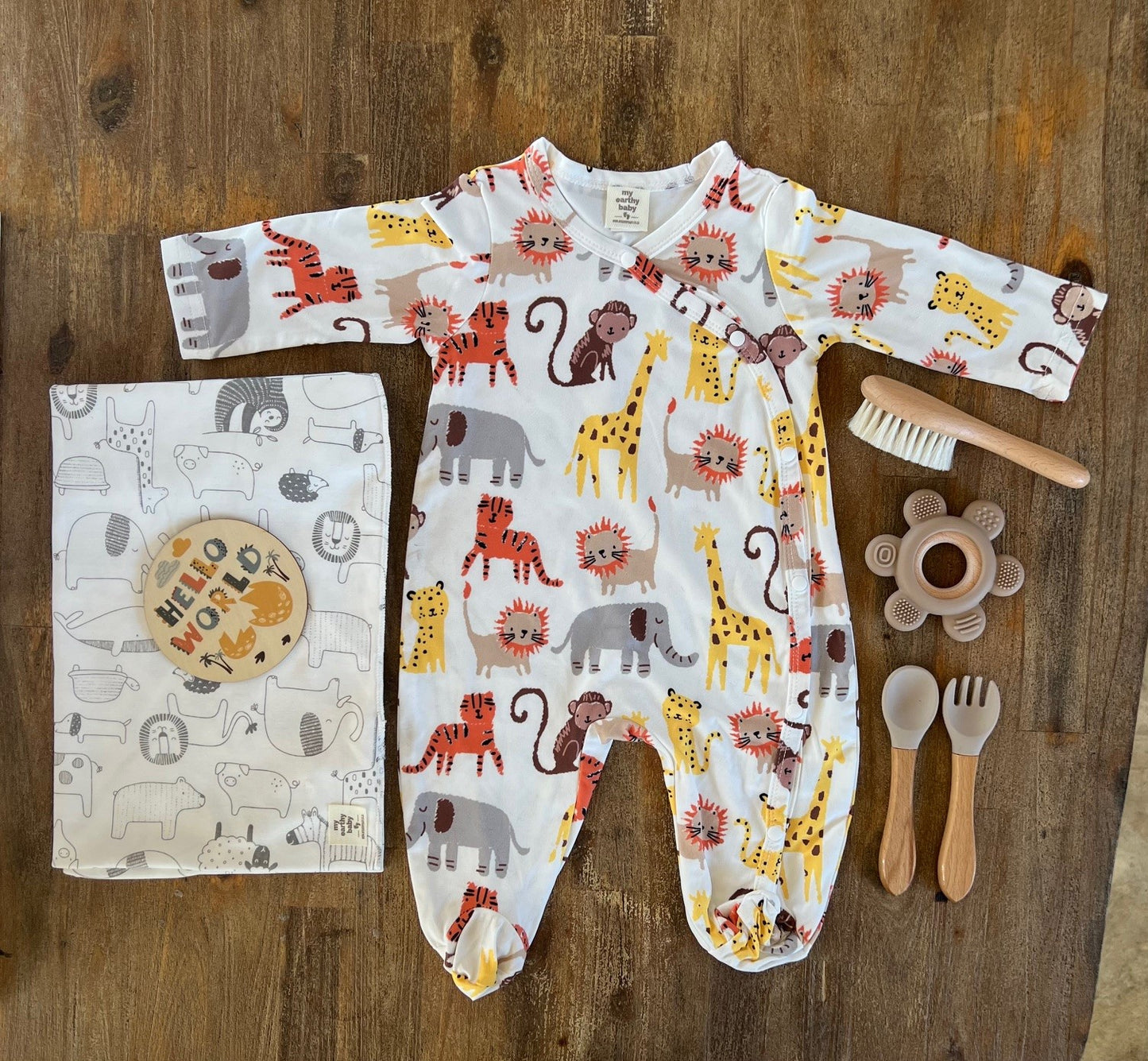 Earthy Safari Long Sleeve Cotton Onesie