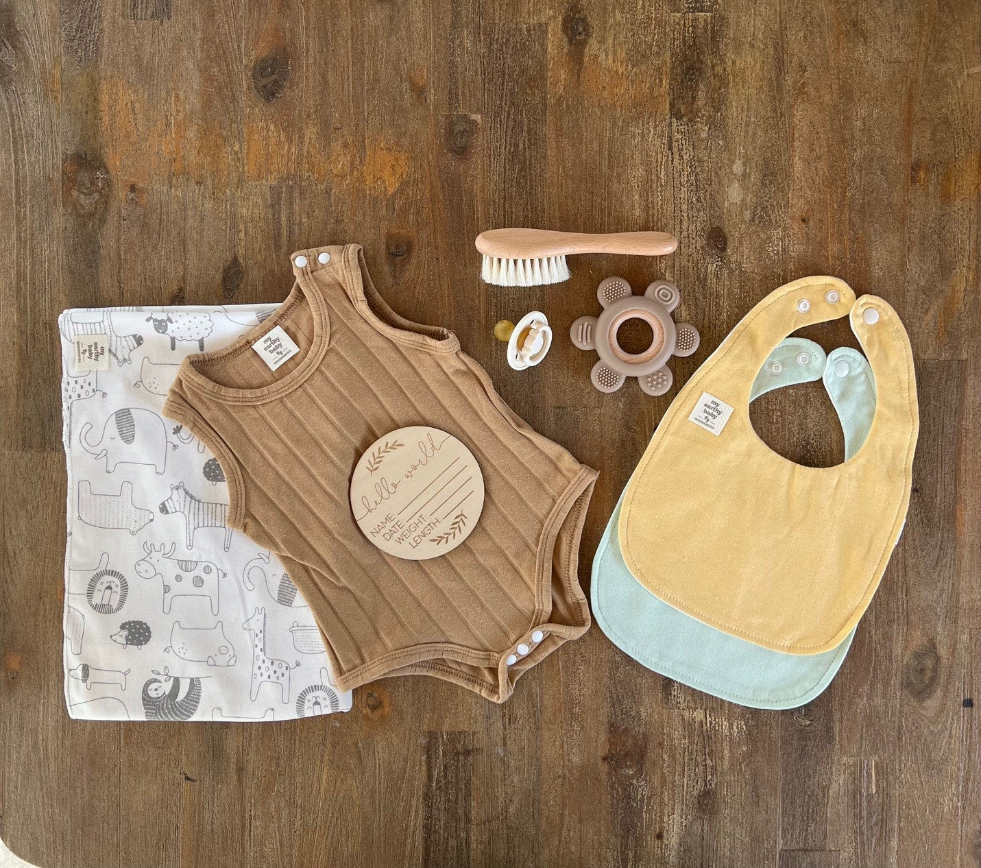 Khaki Wood and Silicone Ring Teether