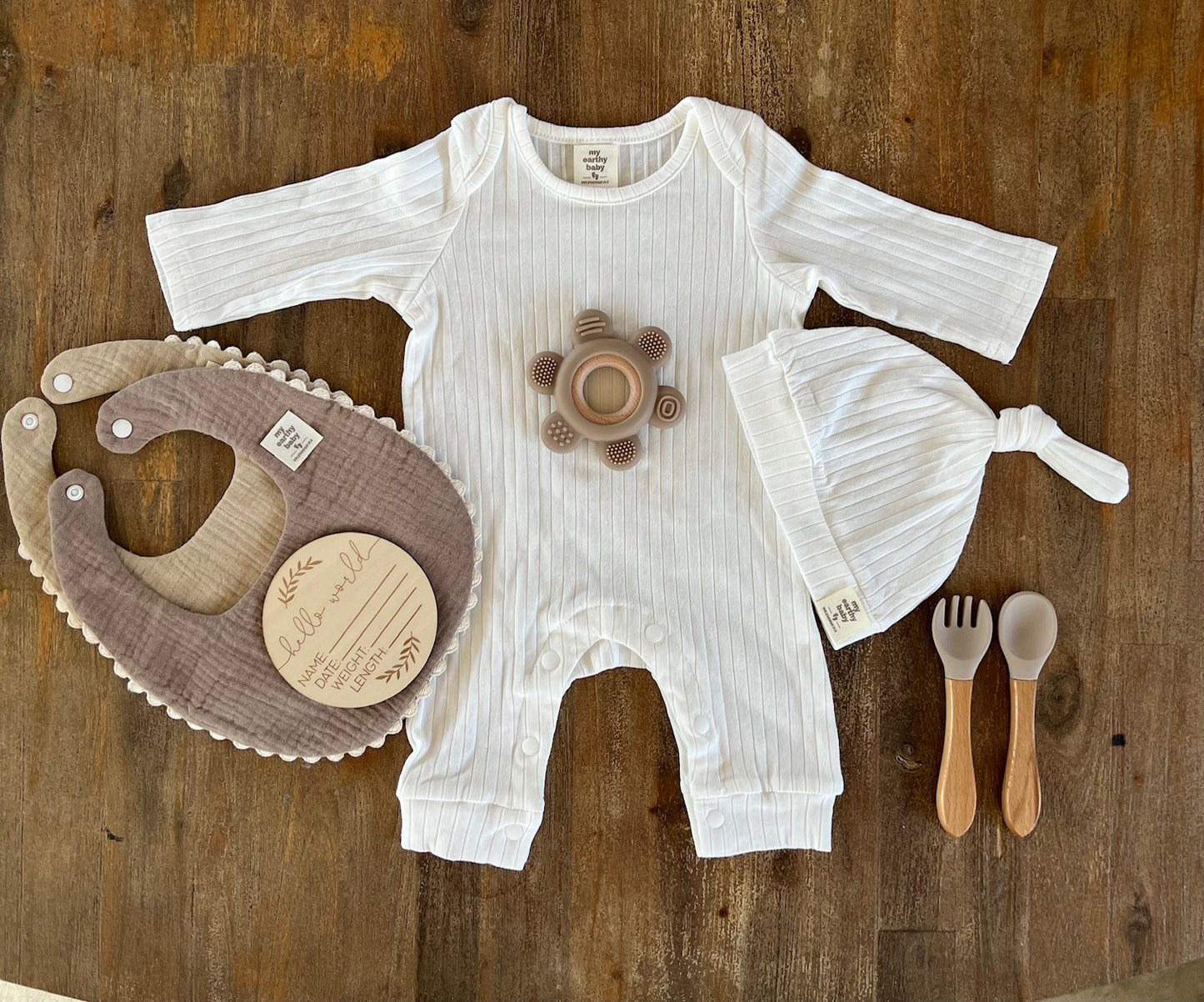 Khaki Wood and Silicone Ring Teether