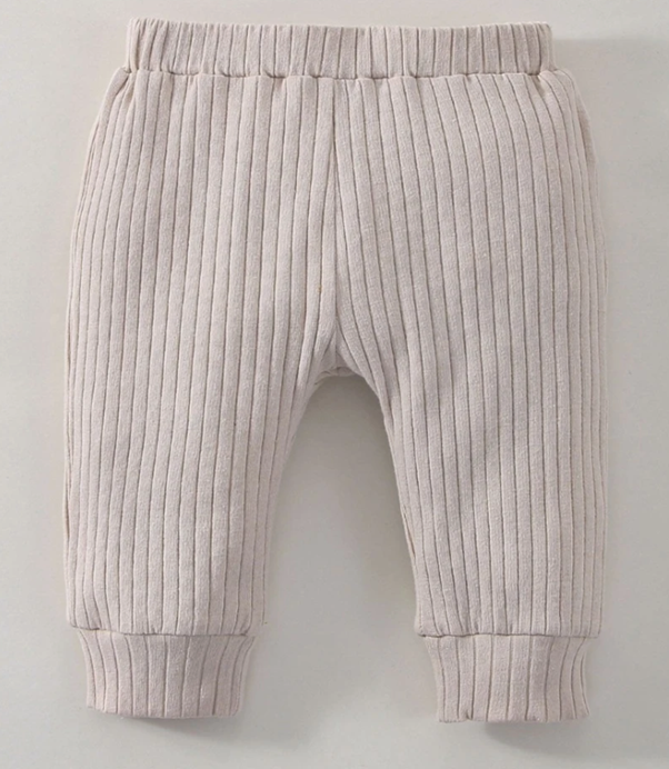 Super Soft Beige Ribbed Cotton Leggings