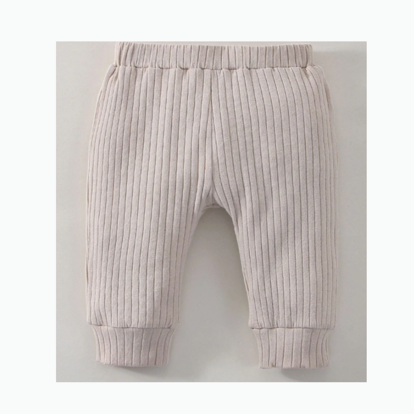 Super Soft Beige Ribbed Cotton Leggings