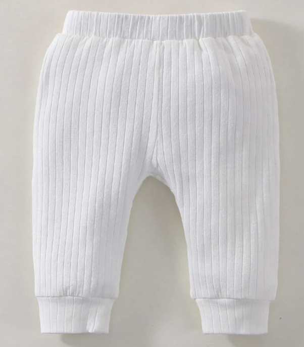 Super Soft White Ribbed Cotton Leggings