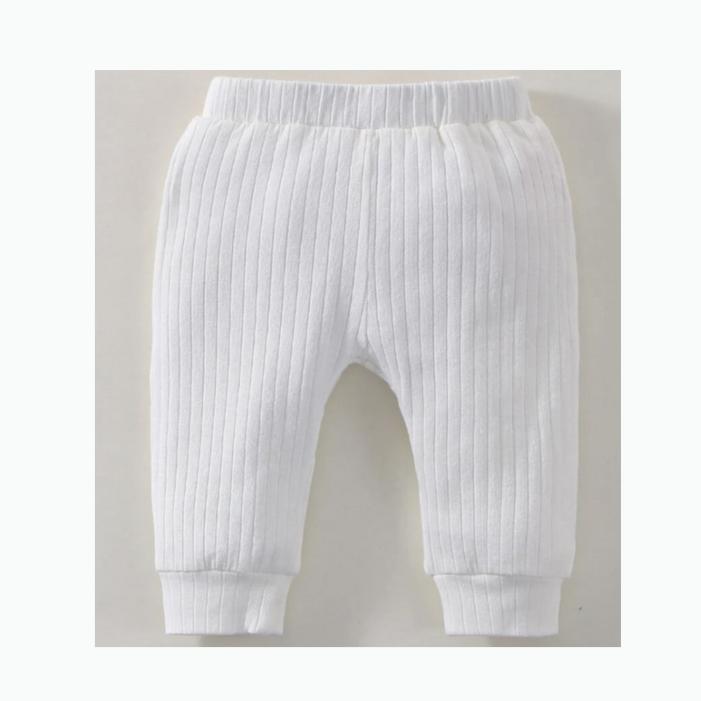 Super Soft White Ribbed Cotton Leggings