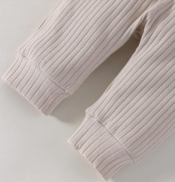 Super Soft Beige Ribbed Cotton Leggings