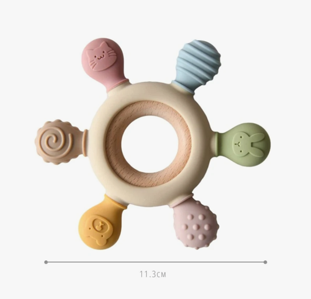Wooden Silicone Multicolour Teether