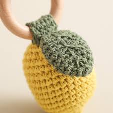 Handmade Crochet Cotton Just Lemons Newborn Rattle