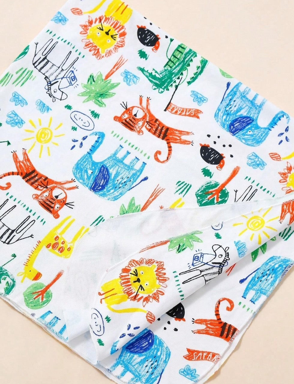 MY FIRST CUDDLE FROGGIE AND SAFARI SWADDLE GIFT SET (Swaddle and hat, plush froggie, teether)