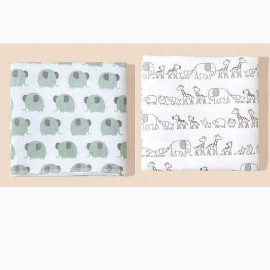Newborn Safari Flannel Swaddles (Set of 2)
