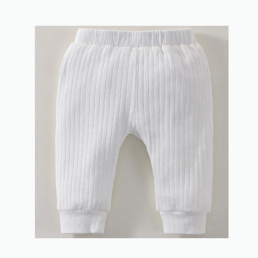 Super Soft White Ribbed Cotton Leggings