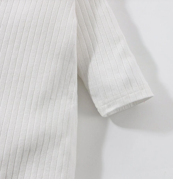 Earthy White Cotton Onesie and Beanie