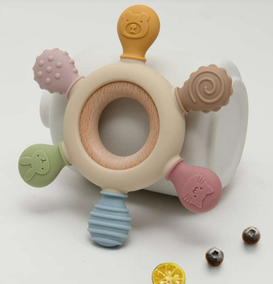 Wooden Silicone Multicolour Teether