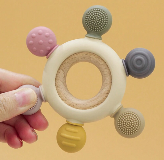 Wooden Silicone Colourful Teether