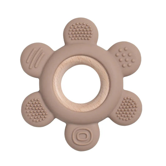 Khaki Wood and Silicone Ring Teether